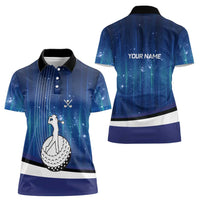 Custom Galaxy Golf Women Polo Shirt with Golfer Silhouette, Golf Ball Design - Wonder Print Shop