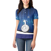 Custom Galaxy Golf Women Polo Shirt with Golfer Silhouette, Golf Ball Design - Wonder Print Shop
