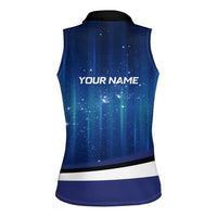 Custom Galaxy Golf Women Sleeveless Polo Shirt with Golfer Silhouette, Golf Ball Design - Wonder Print Shop