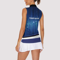 Custom Galaxy Golf Women Sleeveless Polo Shirt with Golfer Silhouette, Golf Ball Design - Wonder Print Shop