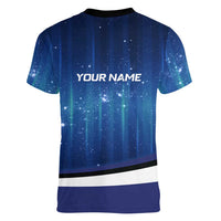 Custom Galaxy Golf Women V-Neck T-Shirt with Golfer Silhouette, Golf Ball Design - Wonder Print Shop