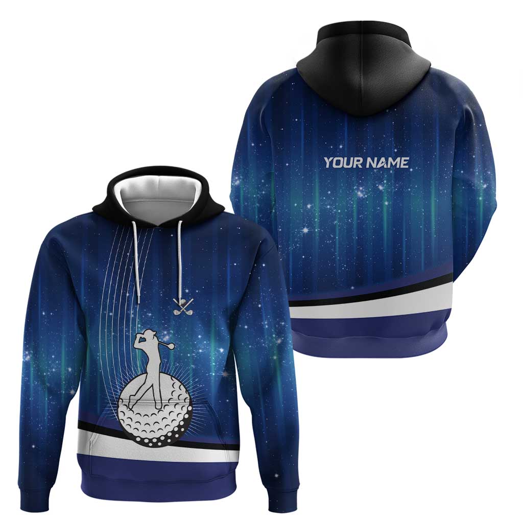Custom Galaxy Golf Zip Hoodie with Golfer Silhouette, Golf Ball Design - Wonder Print Shop