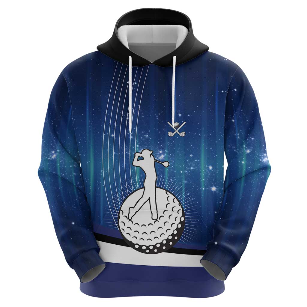 Custom Galaxy Golf Zip Hoodie with Golfer Silhouette, Golf Ball Design - Wonder Print Shop