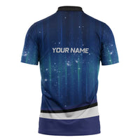 Custom Galaxy Golf Zipper Polo Shirt with Golfer Silhouette, Golf Ball Design - Wonder Print Shop