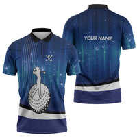 Custom Galaxy Golf Zipper Polo Shirt with Golfer Silhouette, Golf Ball Design - Wonder Print Shop