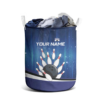 Custom Galaxy Bowling Laundry Basket with Striking Pins and Ball Design - Wonder Print Shop