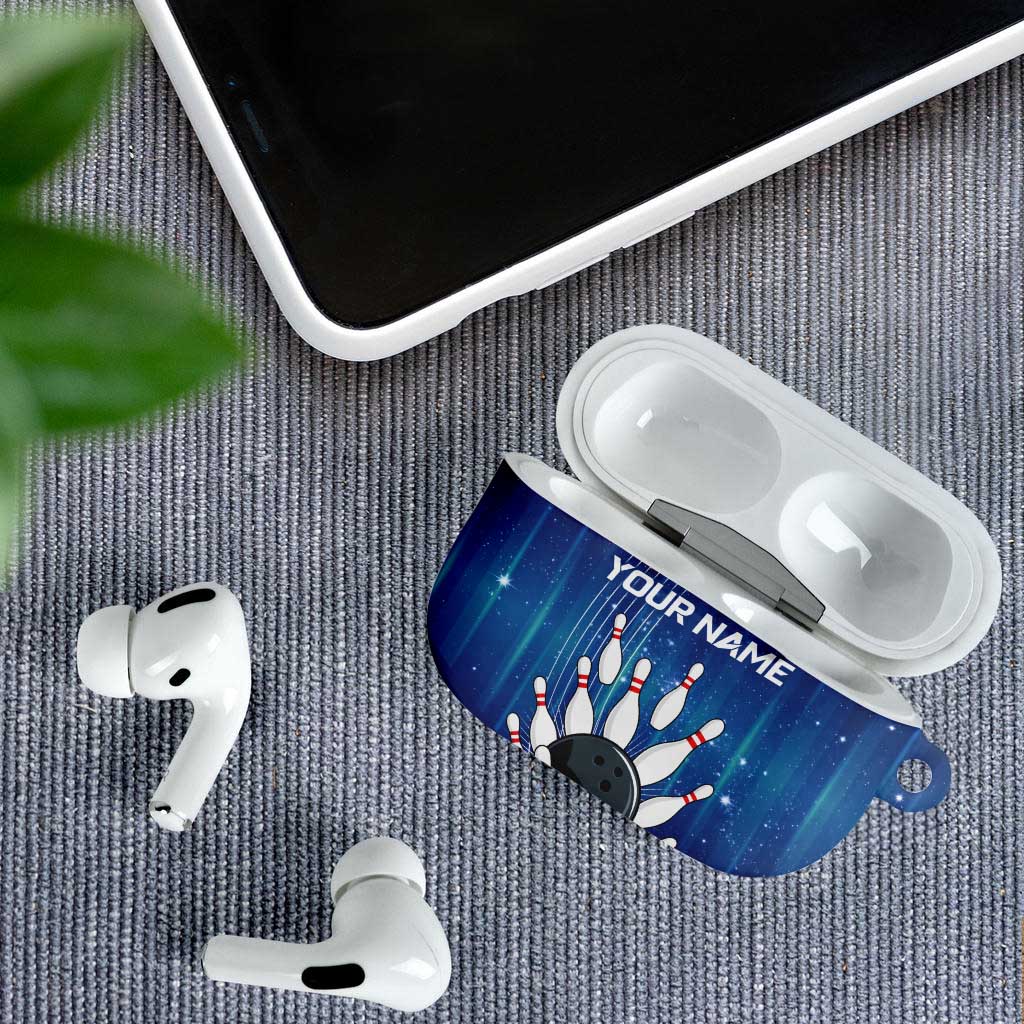 Custom Galaxy Bowling AirPods Case with Striking Pins and Ball Design - Wonder Print Shop
