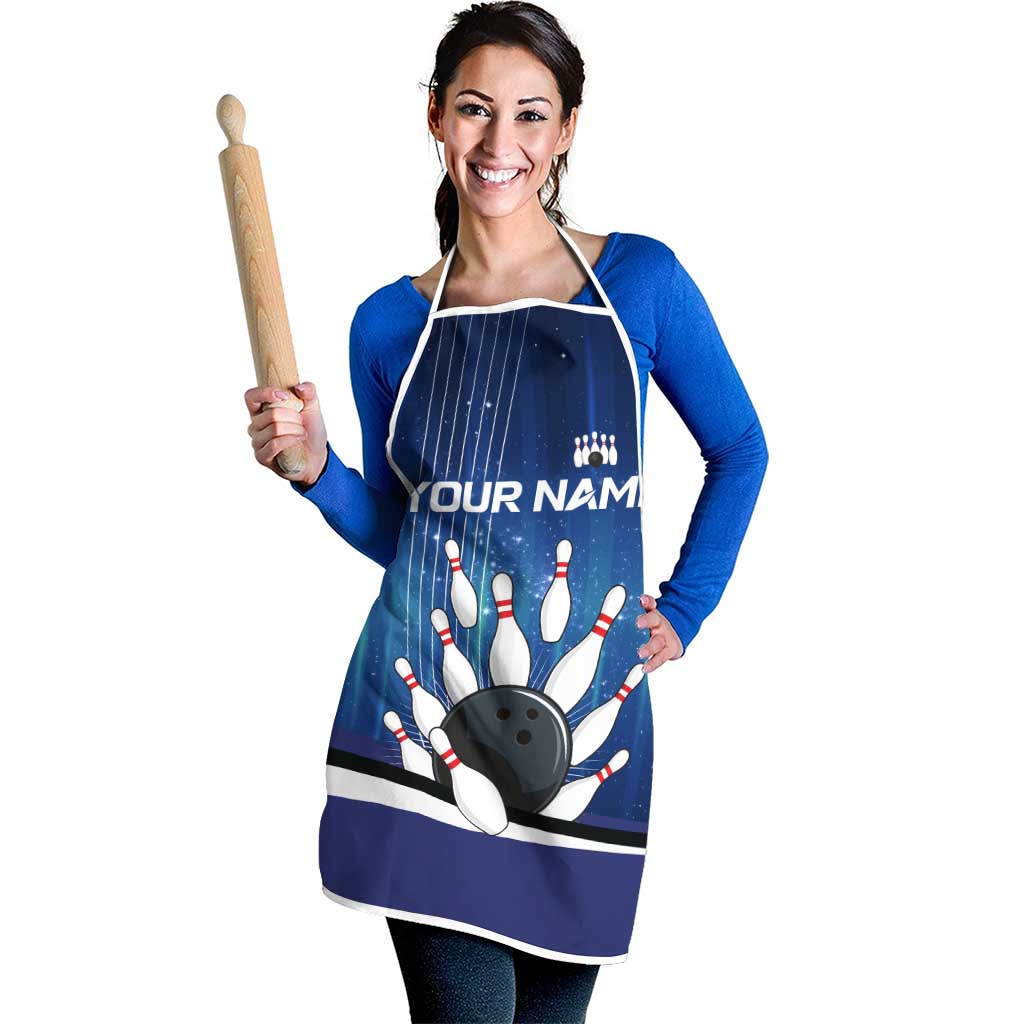 Custom Galaxy Bowling Apron with Striking Pins and Ball Design - Wonder Print Shop