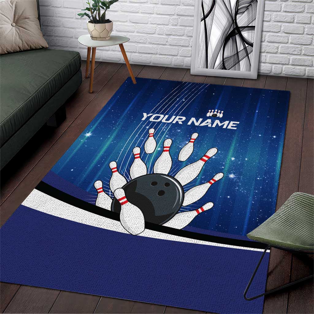 Custom Galaxy Bowling Area Rug with Striking Pins and Ball Design - Wonder Print Shop