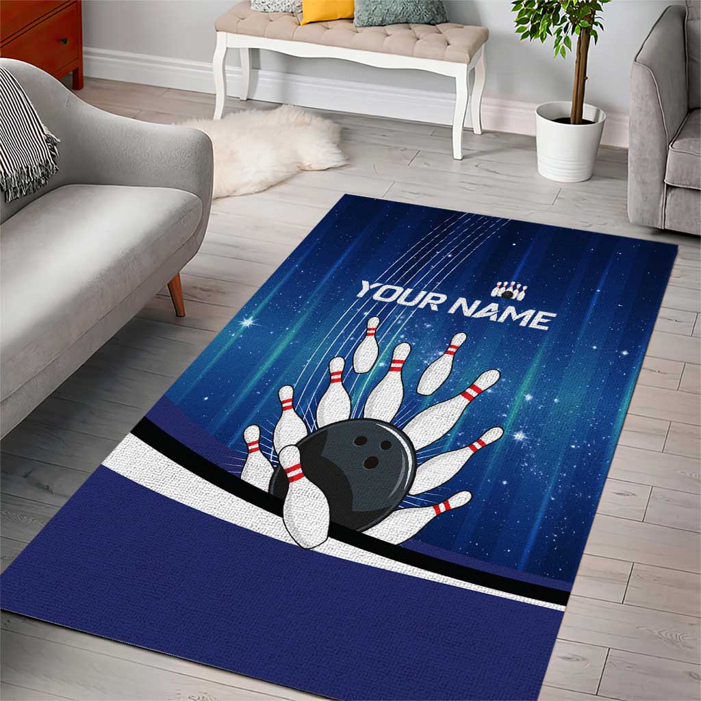 Custom Galaxy Bowling Area Rug with Striking Pins and Ball Design - Wonder Print Shop