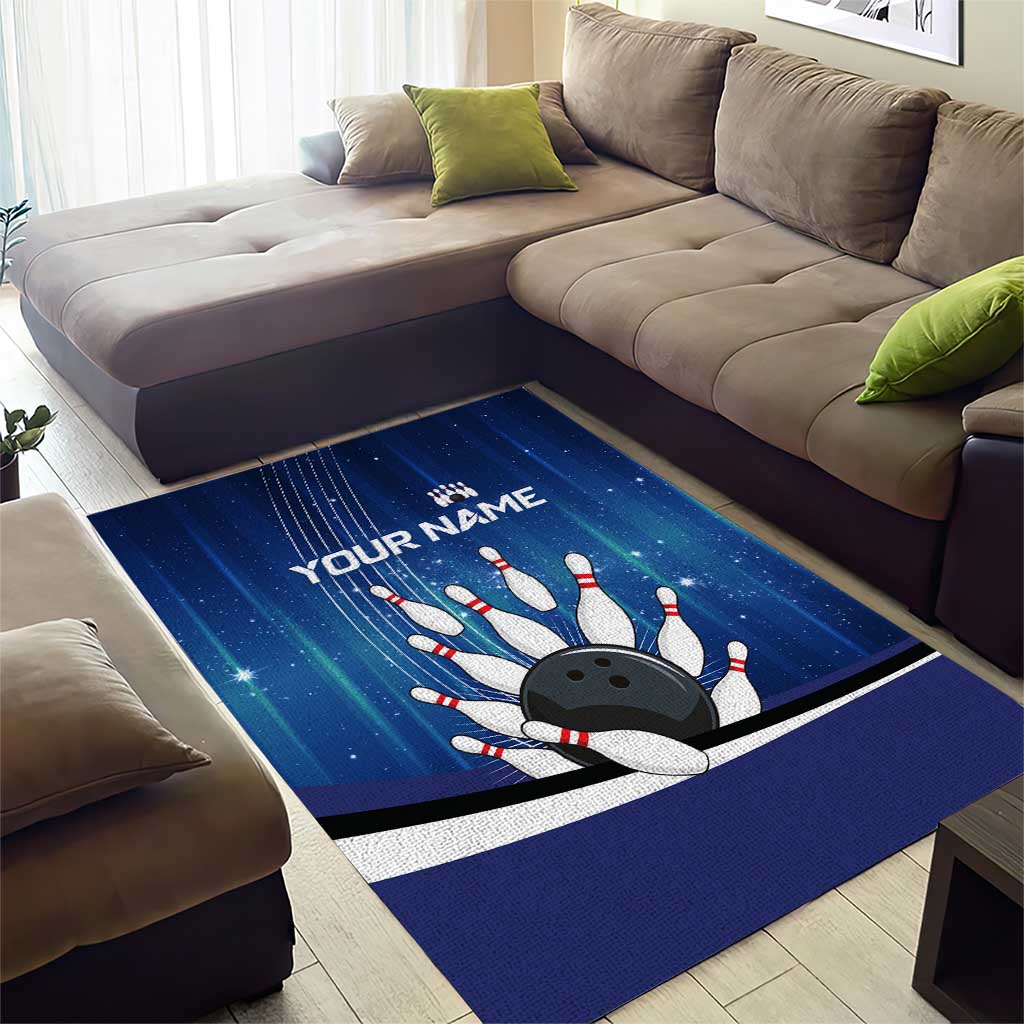 Custom Galaxy Bowling Area Rug with Striking Pins and Ball Design - Wonder Print Shop