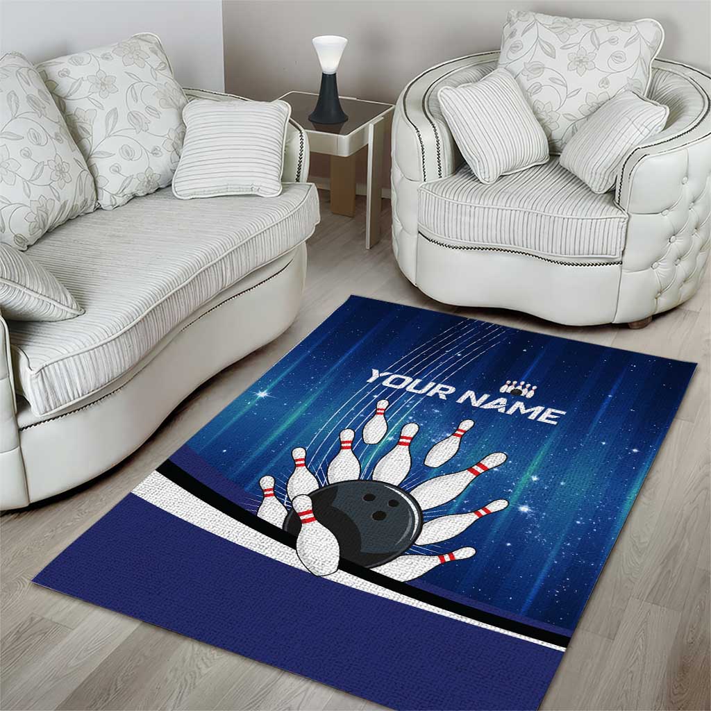 Custom Galaxy Bowling Area Rug with Striking Pins and Ball Design - Wonder Print Shop