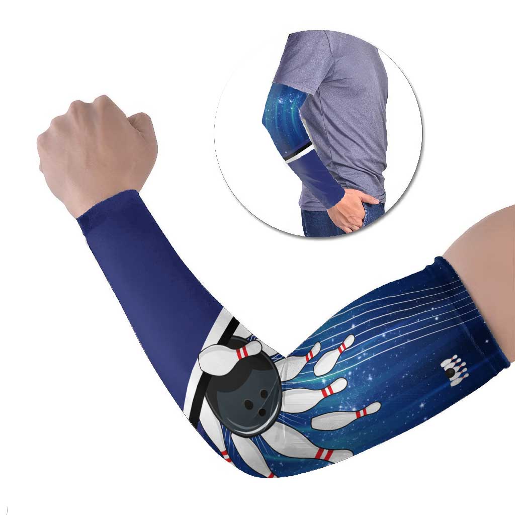 Custom Galaxy Bowling Arm Sleeves with Striking Pins and Ball Design - Wonder Print Shop