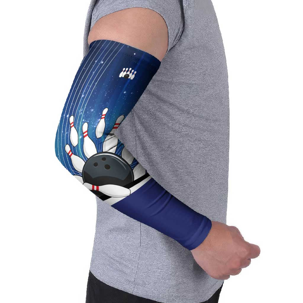Custom Galaxy Bowling Arm Sleeves with Striking Pins and Ball Design - Wonder Print Shop
