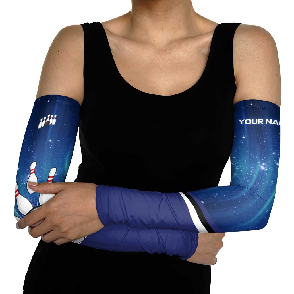 Custom Galaxy Bowling Arm Sleeves with Striking Pins and Ball Design - Wonder Print Shop