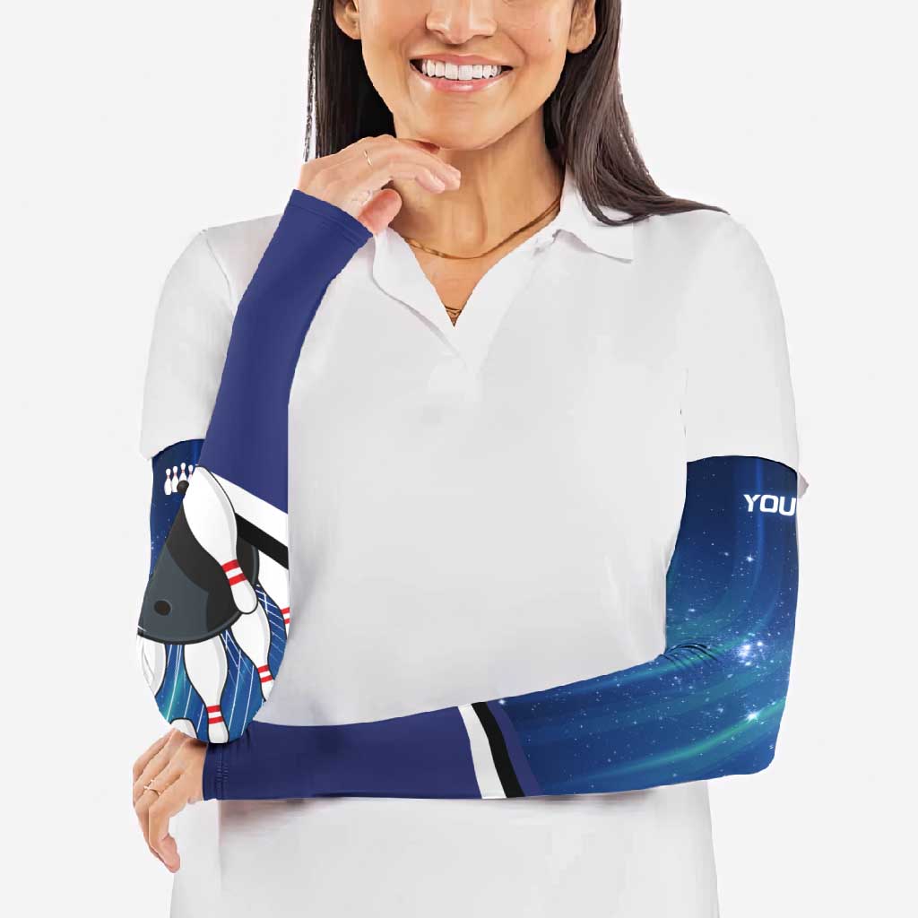 Custom Galaxy Bowling Arm Sleeves with Striking Pins and Ball Design - Wonder Print Shop