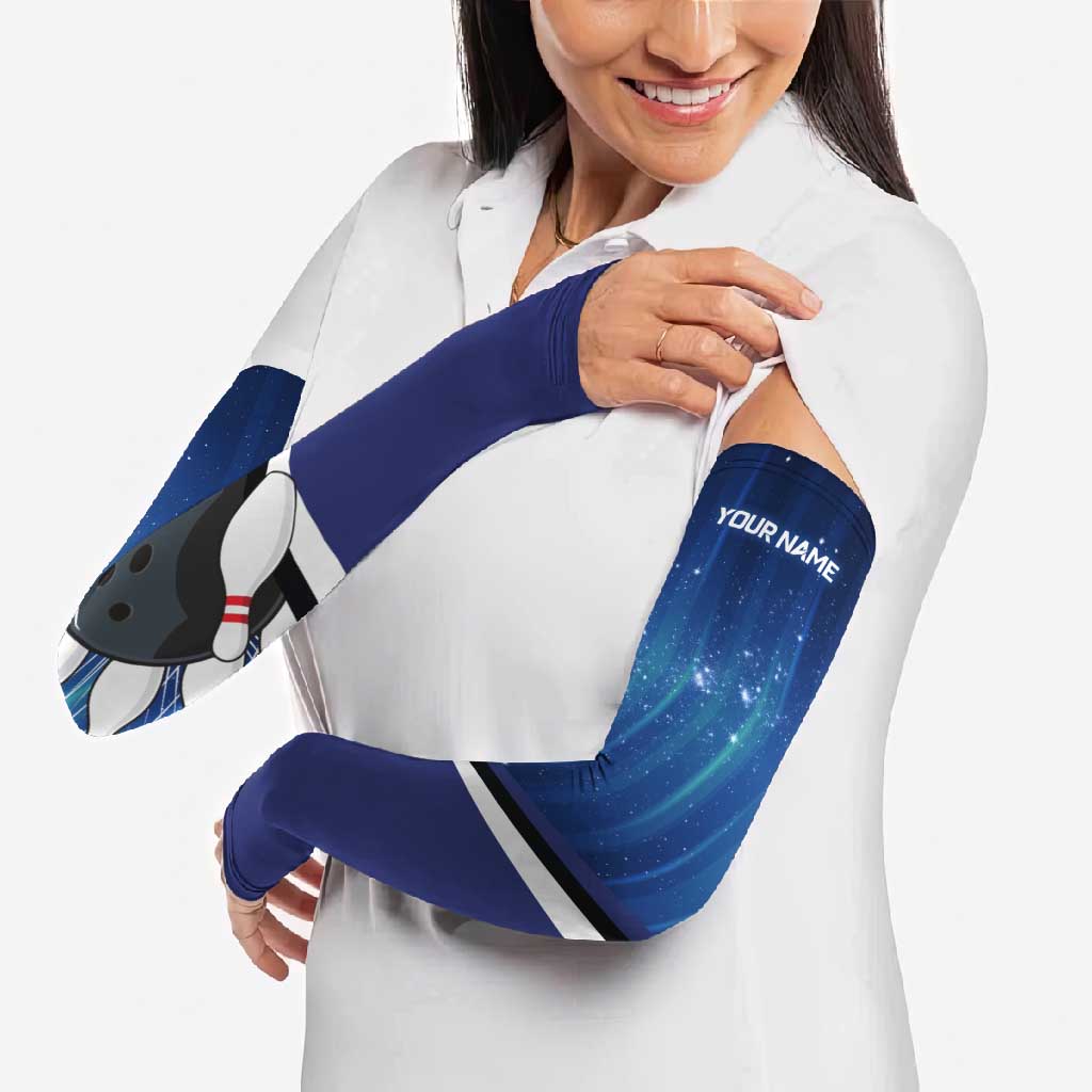 Custom Galaxy Bowling Arm Sleeves with Striking Pins and Ball Design - Wonder Print Shop