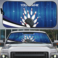 Custom Galaxy Bowling Auto Sun Shade with Striking Pins and Ball Design - Wonder Print Shop