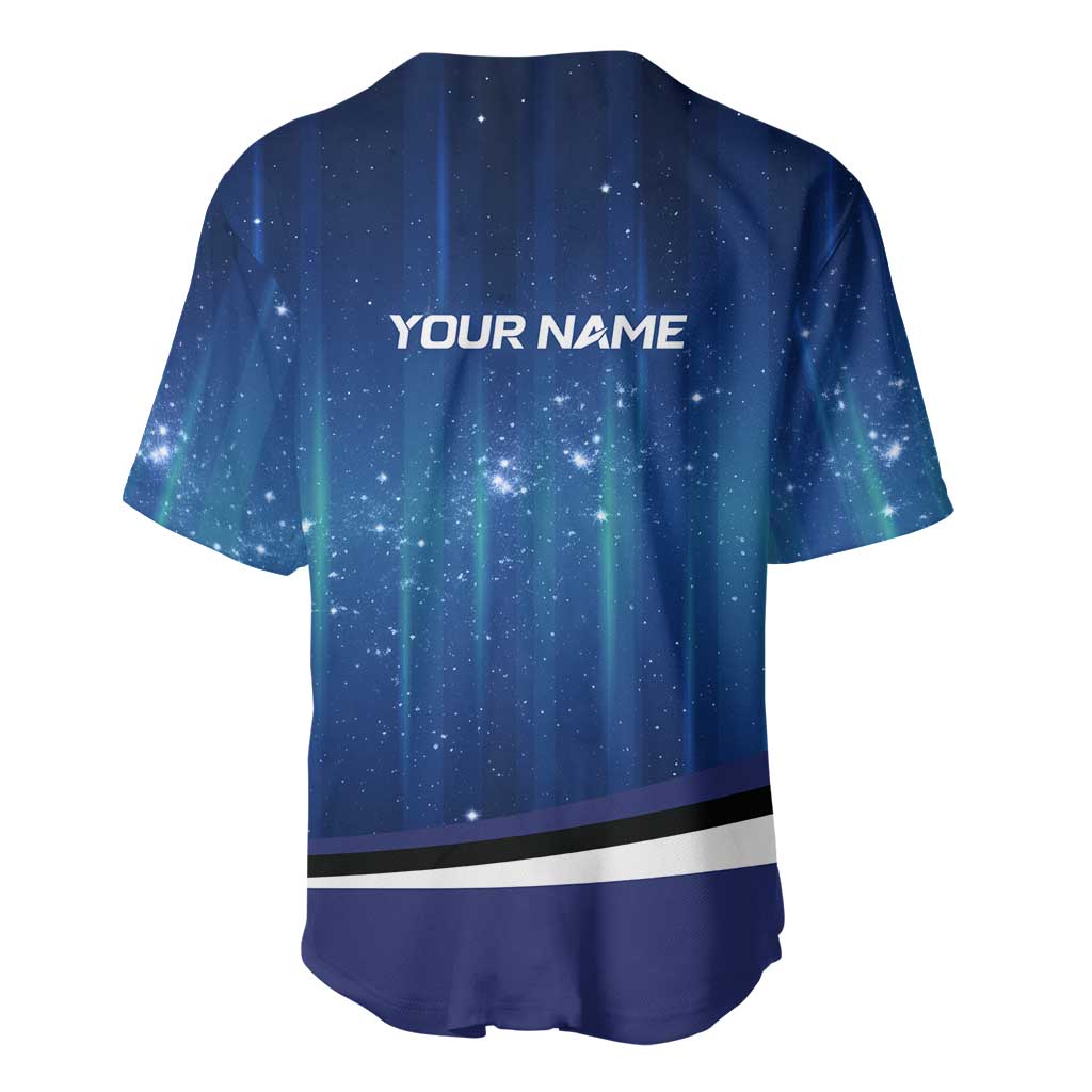 Custom Galaxy Bowling Baseball Jersey with Striking Pins and Ball Design - Wonder Print Shop