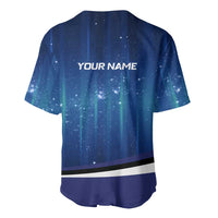 Custom Galaxy Bowling Baseball Jersey with Striking Pins and Ball Design - Wonder Print Shop