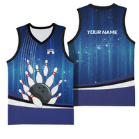 Custom Galaxy Bowling Basketball Jersey with Striking Pins and Ball Design - Wonder Print Shop