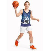 Custom Galaxy Bowling Basketball Jersey with Striking Pins and Ball Design - Wonder Print Shop