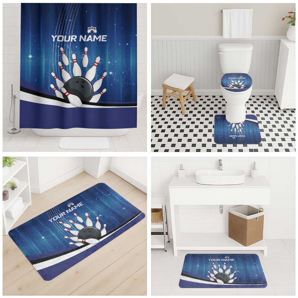 Custom Galaxy Bowling Bathroom Set with Striking Pins and Ball Design - Wonder Print Shop