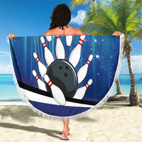 Custom Galaxy Bowling Beach Blanket with Striking Pins and Ball Design - Wonder Print Shop
