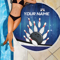 Custom Galaxy Bowling Beach Blanket with Striking Pins and Ball Design - Wonder Print Shop