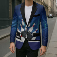 Custom Galaxy Bowling Blazer with Striking Pins and Ball Design - Wonder Print Shop