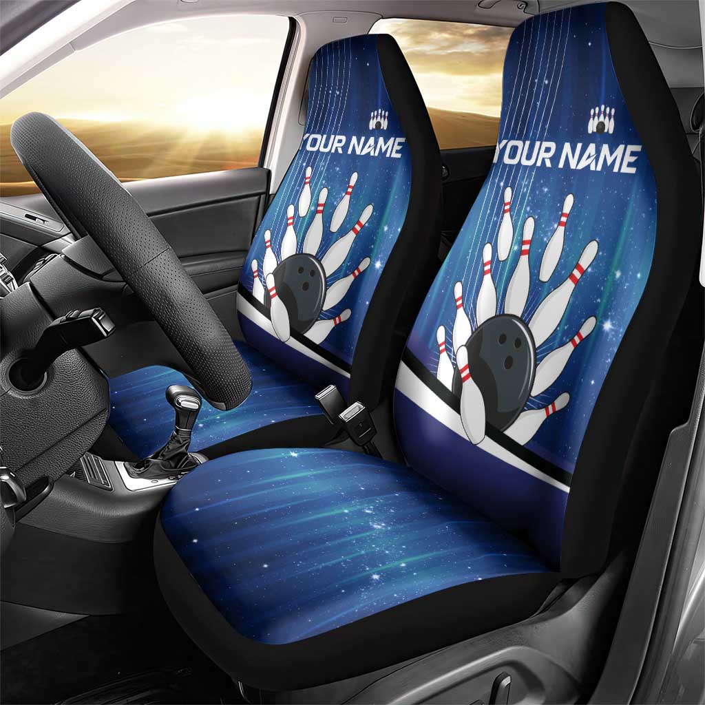 Custom Galaxy Bowling Car Seat Cover with Striking Pins and Ball Design - Wonder Print Shop