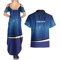 Custom Galaxy Bowling Couples Matching Summer Maxi Dress and Hawaiian Shirt with Striking Pins and Ball Design - Wonder Print Shop
