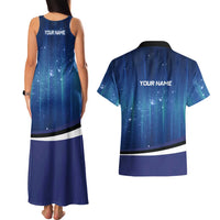 Custom Galaxy Bowling Couples Matching Tank Maxi Dress and Hawaiian Shirt with Striking Pins and Ball Design - Wonder Print Shop