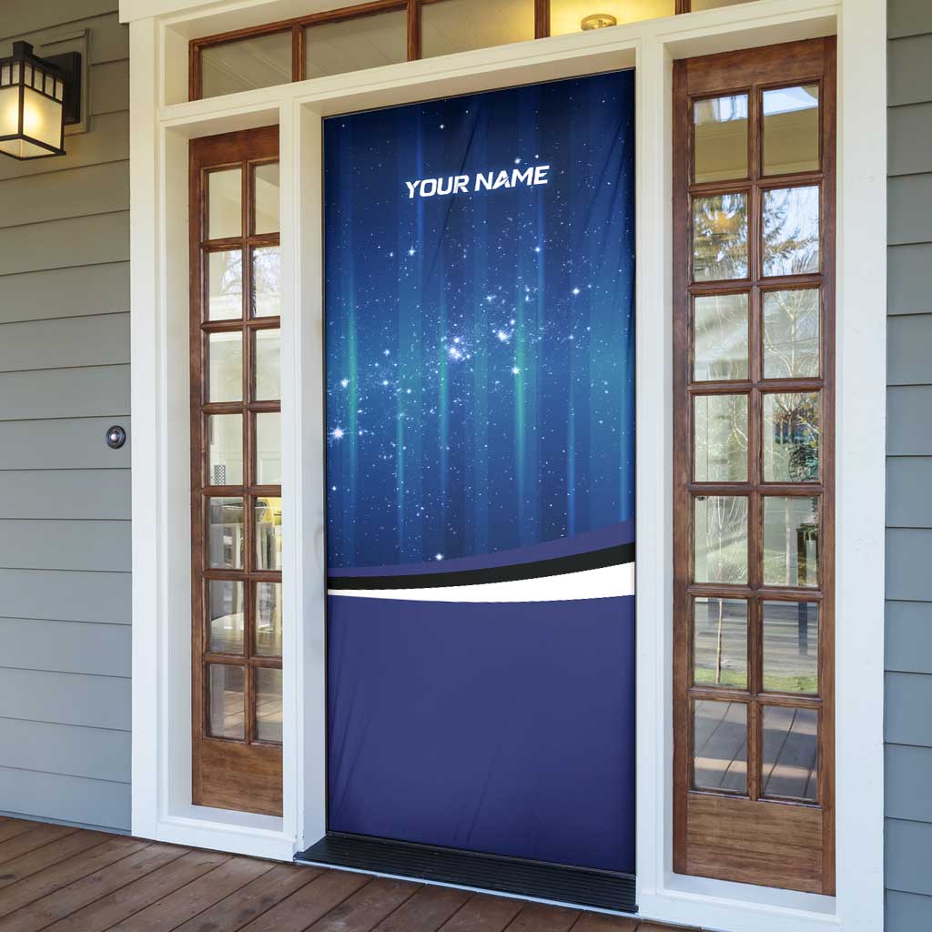 Custom Galaxy Bowling Door Cover with Striking Pins and Ball Design - Wonder Print Shop