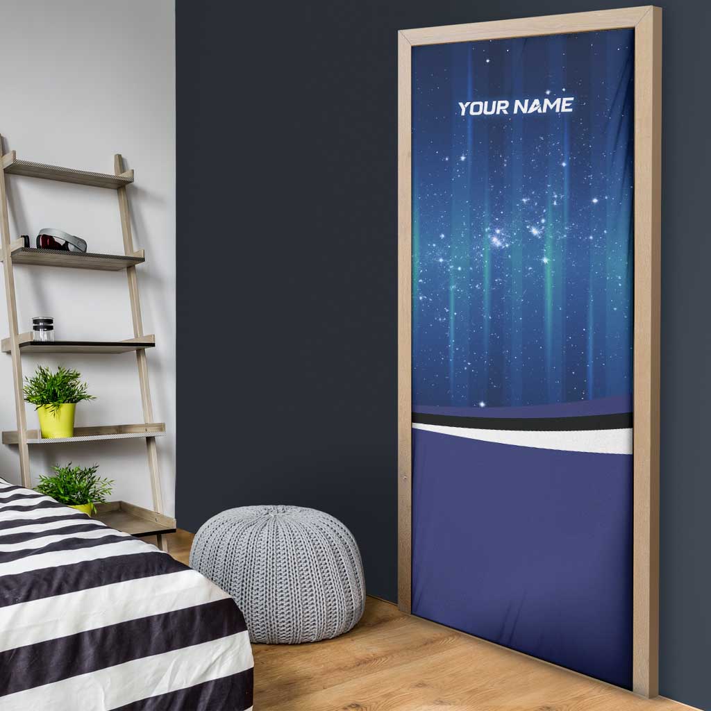 Custom Galaxy Bowling Door Cover with Striking Pins and Ball Design - Wonder Print Shop