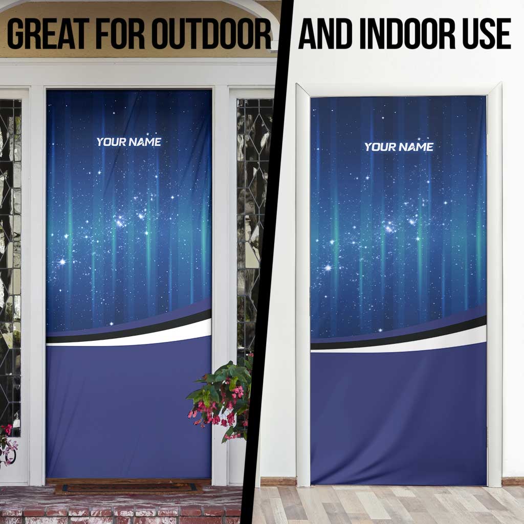 Custom Galaxy Bowling Door Cover with Striking Pins and Ball Design - Wonder Print Shop