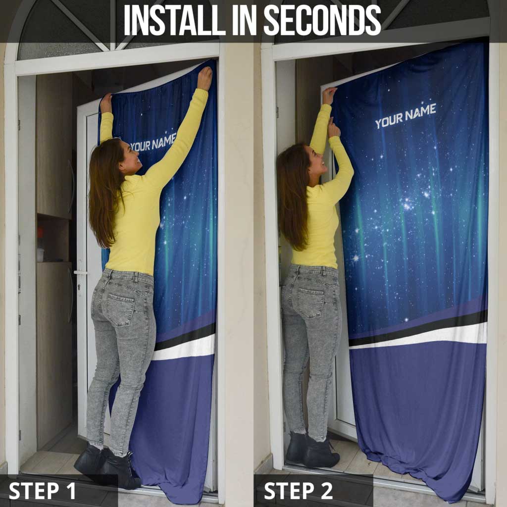 Custom Galaxy Bowling Door Cover with Striking Pins and Ball Design - Wonder Print Shop