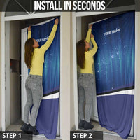 Custom Galaxy Bowling Door Cover with Striking Pins and Ball Design - Wonder Print Shop