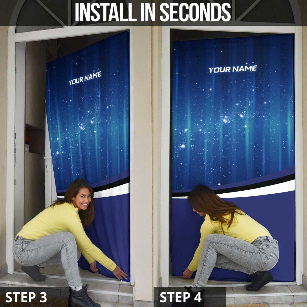 Custom Galaxy Bowling Door Cover with Striking Pins and Ball Design - Wonder Print Shop