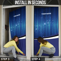Custom Galaxy Bowling Door Cover with Striking Pins and Ball Design - Wonder Print Shop