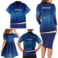 Custom Galaxy Bowling Family Matching Long Sleeve Bodycon Dress and Hawaiian Shirt with Striking Pins and Ball Design - Wonder Print Shop