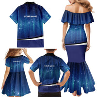 Custom Galaxy Bowling Family Matching Mermaid Dress and Hawaiian Shirt with Striking Pins and Ball Design - Wonder Print Shop