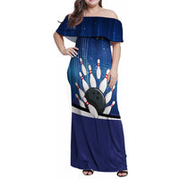 Custom Galaxy Bowling Family Matching Off Shoulder Maxi Dress and Hawaiian Shirt with Striking Pins and Ball Design - Wonder Print Shop