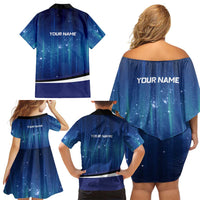 Custom Galaxy Bowling Family Matching Off Shoulder Short Dress and Hawaiian Shirt with Striking Pins and Ball Design - Wonder Print Shop
