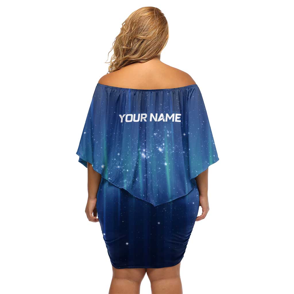 Custom Galaxy Bowling Family Matching Off Shoulder Short Dress and Hawaiian Shirt with Striking Pins and Ball Design - Wonder Print Shop