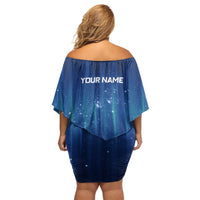 Custom Galaxy Bowling Family Matching Off Shoulder Short Dress and Hawaiian Shirt with Striking Pins and Ball Design - Wonder Print Shop