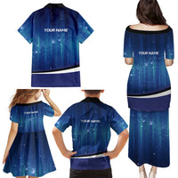 Custom Galaxy Bowling Family Matching Puletasi and Hawaiian Shirt with Striking Pins and Ball Design - Wonder Print Shop