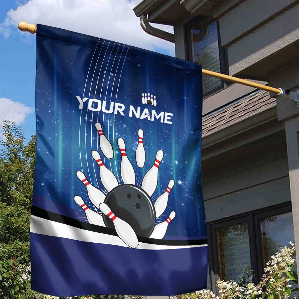 Custom Galaxy Bowling Garden Flag with Striking Pins and Ball Design - Wonder Print Shop