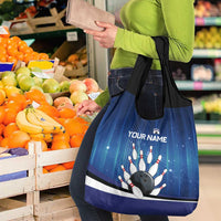 Custom Galaxy Bowling Grocery Bag with Striking Pins and Ball Design - Wonder Print Shop