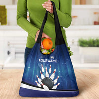 Custom Galaxy Bowling Grocery Bag with Striking Pins and Ball Design - Wonder Print Shop